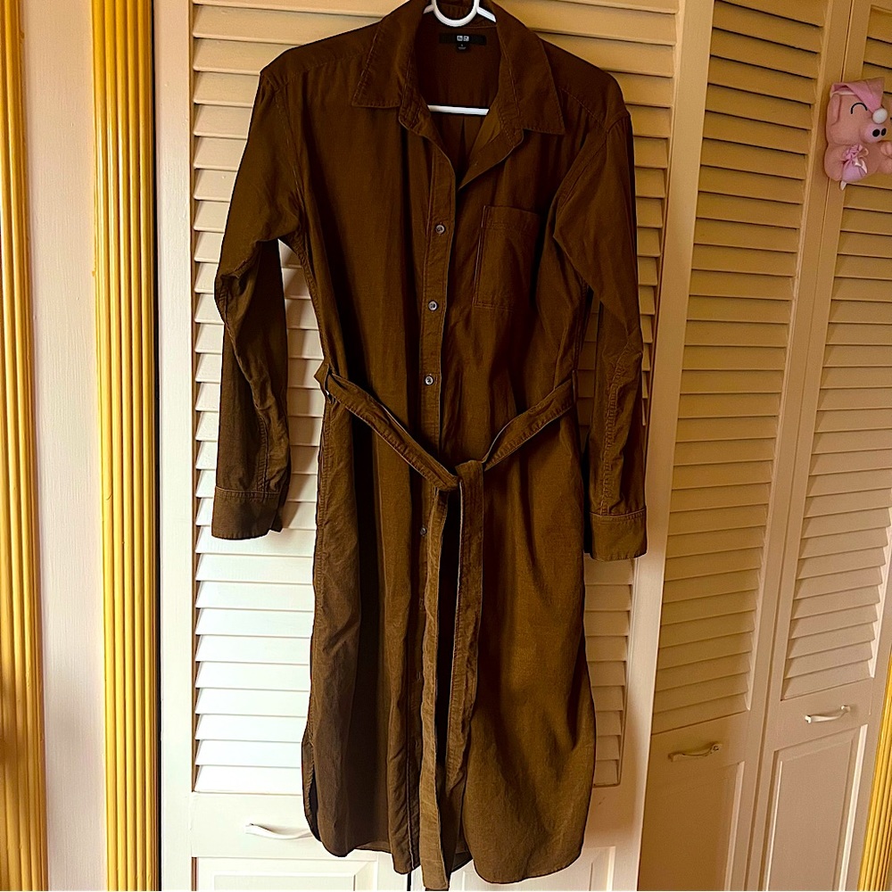 Uniqlo Brown Corduroy Shirt Dress